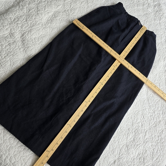 90s Ralph Lauren Purple Label Vintage USA Wool Midi Pencil Skirt Navy - Picture 7 of 8